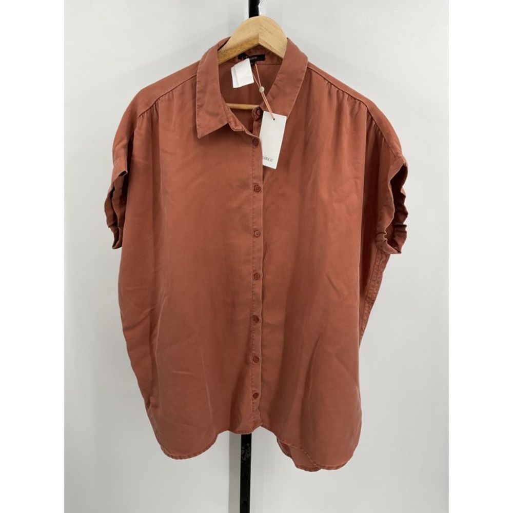 Quince Women's Vintage Wash Tencel Camp Shirt Brown XL